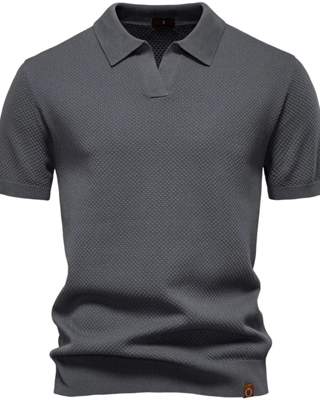 Men's Classic Textured Short Sleeve Polo Shirt