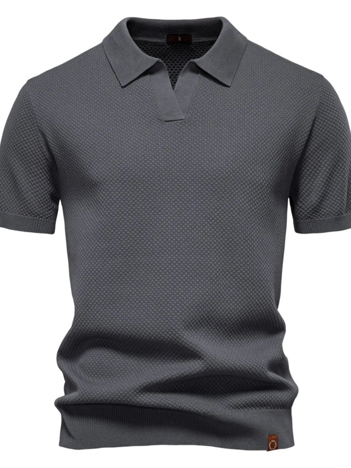 Men's Classic Textured Short Sleeve Polo Shirt