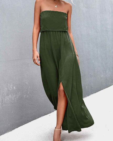 Strapless Split Maxi Dress