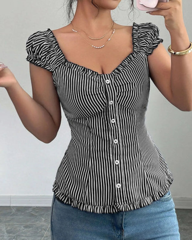 Striped Cap Sleeve Shirt