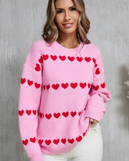 Angel Wings Heart Round Neck Long Sleeve Sweater