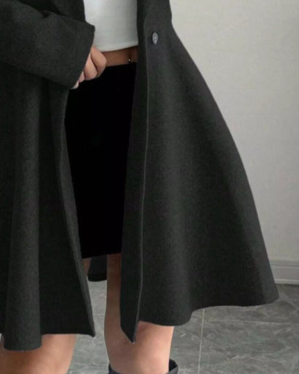 Double-Breasted Fit & Flare Wool Blend Coat