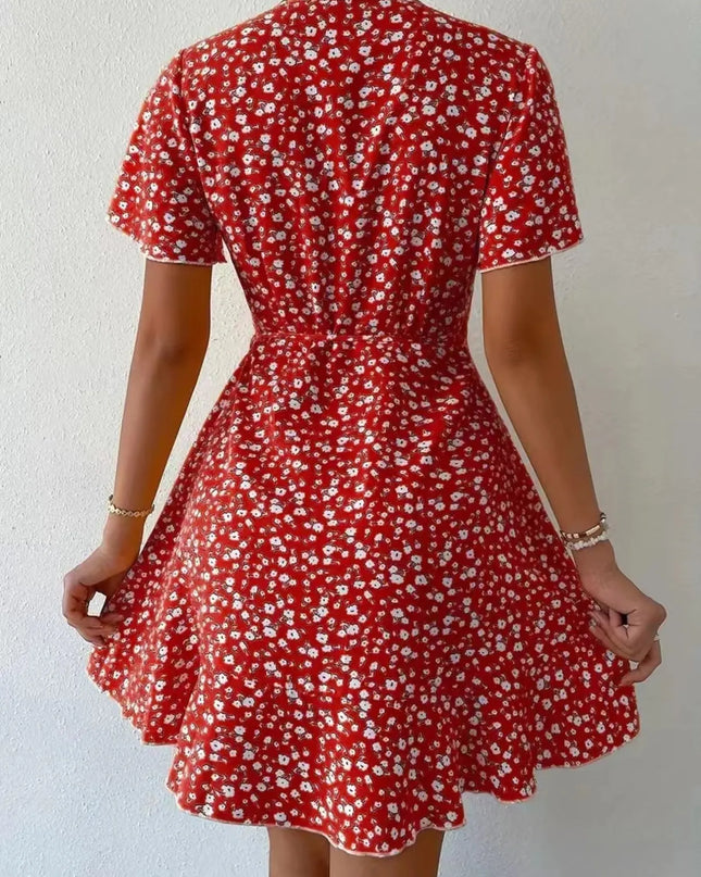 Floral Flutter Sleeve Wrap Mini Dress