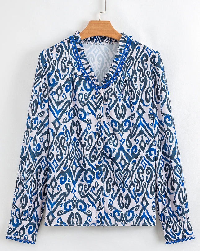 Paisley Print Long Sleeve Blouse
