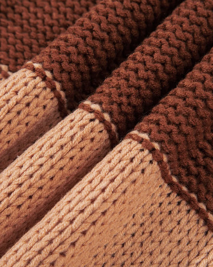 Colorblock Striped Round Neck Sweater