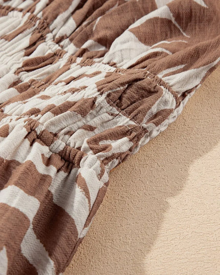 Floral Shirred High Waist Spaghetti Straps Dress