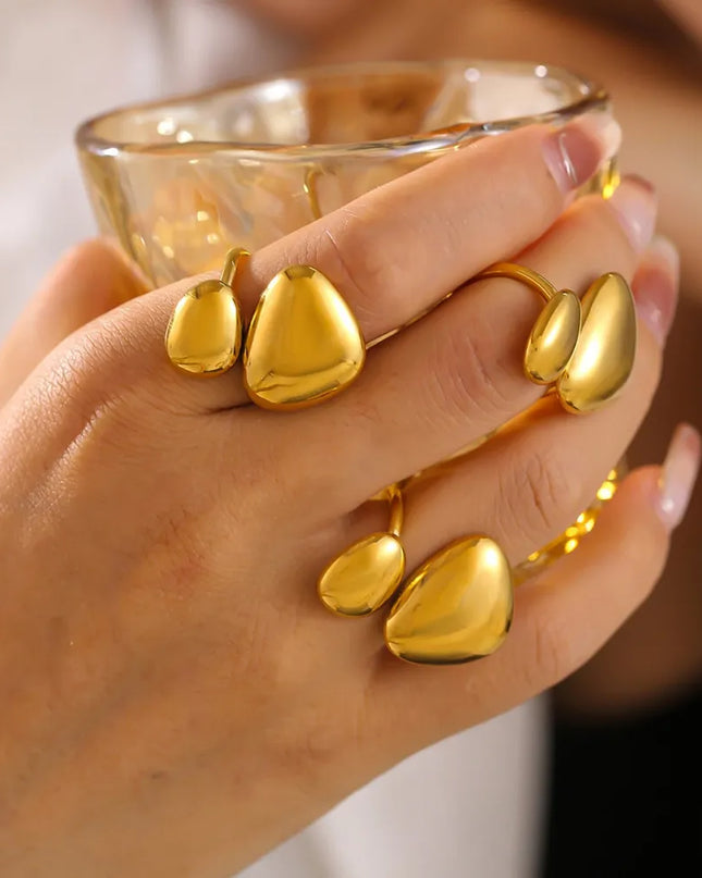 18K Gold-Plated Irregular Bypass Ring