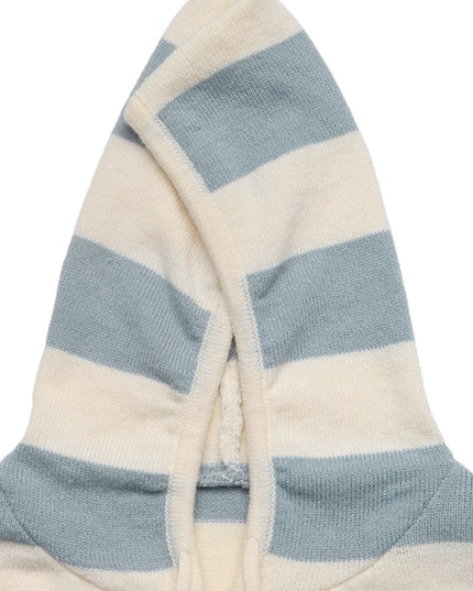 Drawstring Zip Up Striped Cardigan