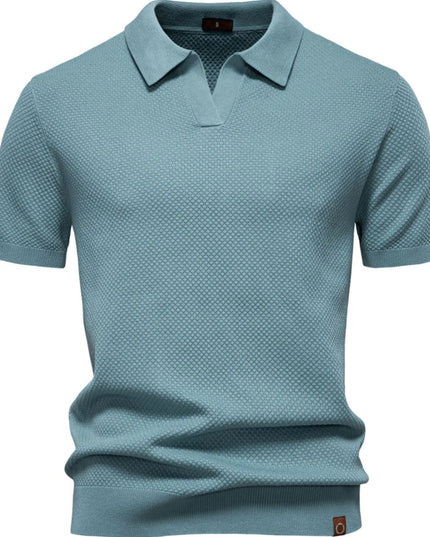 Men's Classic Textured Short Sleeve Polo Shirt Teal