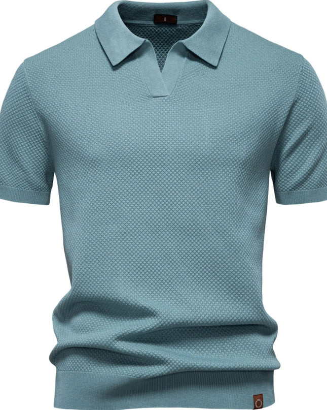 Men's Classic Textured Short Sleeve Polo Shirt Teal