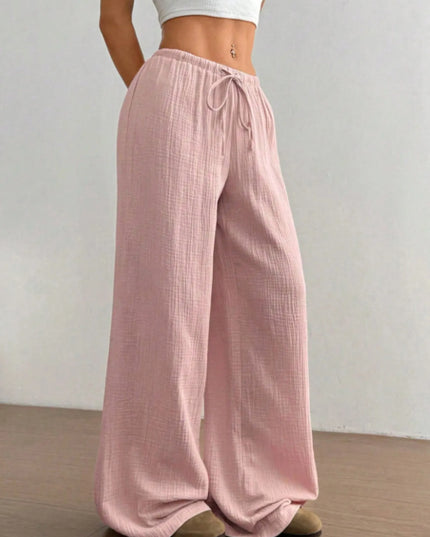 Wide Leg Drawstring Casual Pants
