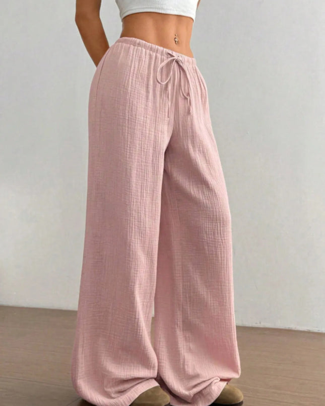 Wide Leg Drawstring Casual Pants