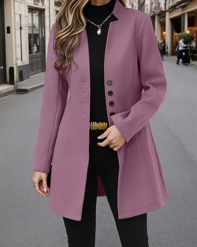 Button Up Long Sleeve Coat Purple