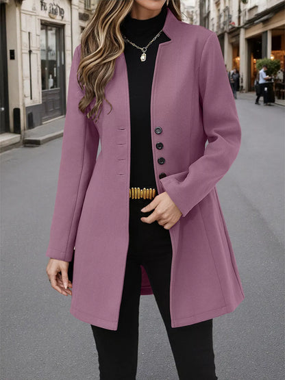 Button Up Long Sleeve Coat Purple