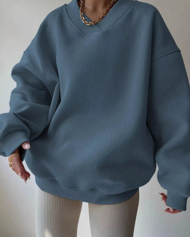 Dropped Shoulder Long Sleeve Oversized Sweatshirt Dark Blue
