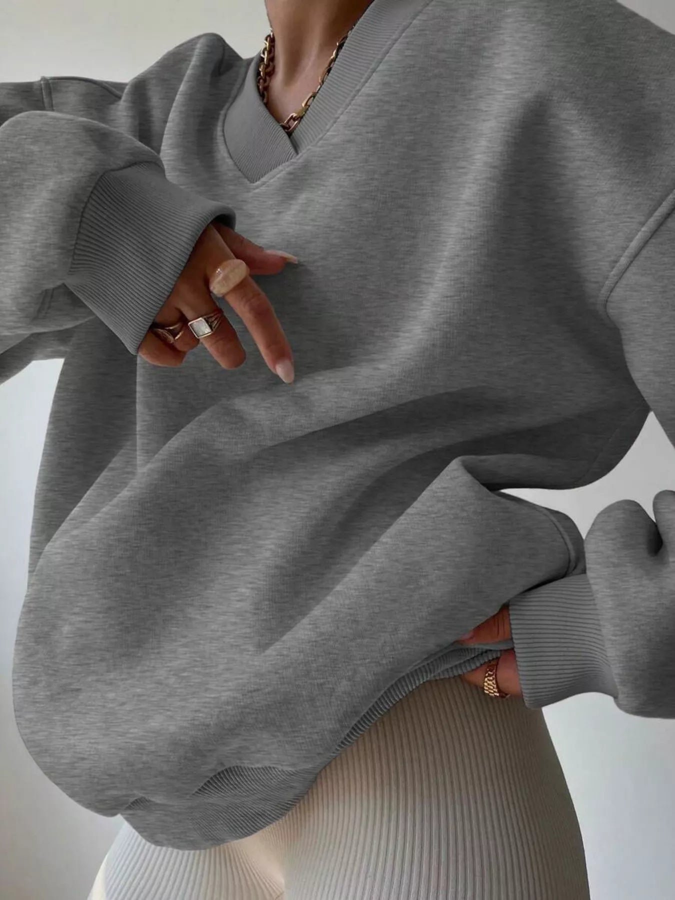 Dropped Shoulder Long Sleeve Oversized Sweatshirt