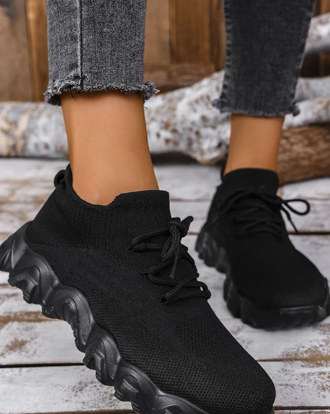 Mesh Lace-Up Round Toe Athletic 