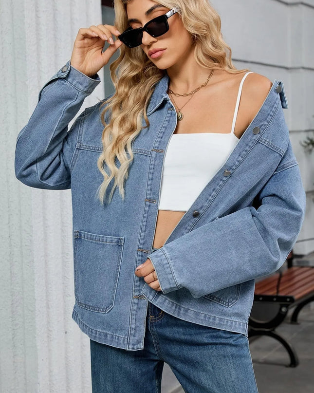 Washed Oversized Button Down Denim Jacket