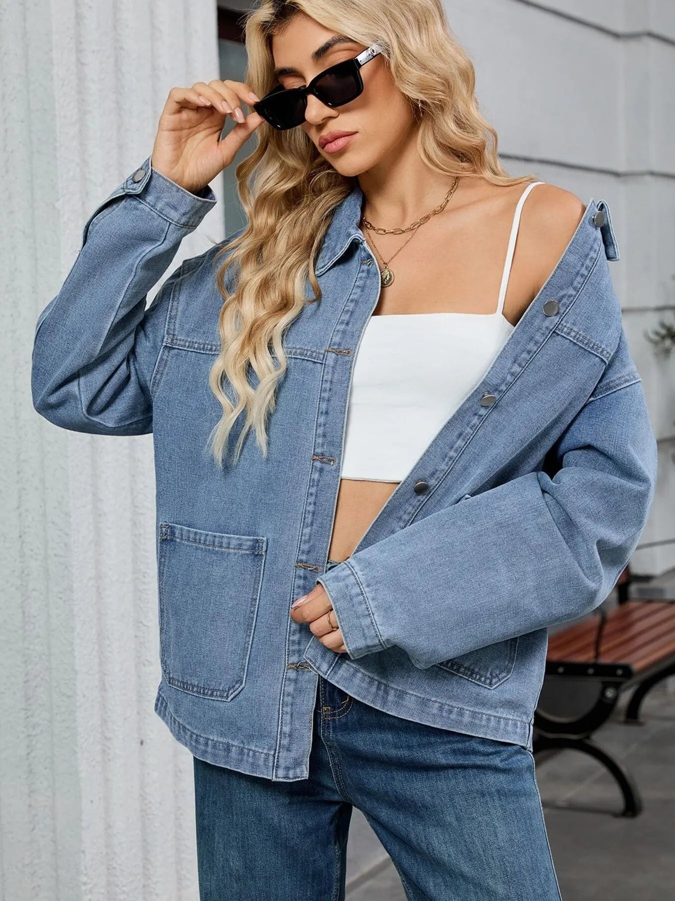 Washed Oversized Button Down Denim Jacket