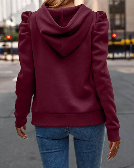 Puff Sleeve Hoodie with Drawstring