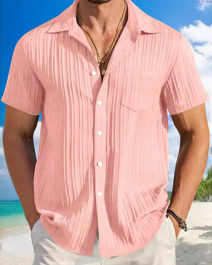 Men's Full Size Button Up Short Sleeve Shirt Plus Size Dusty Pink