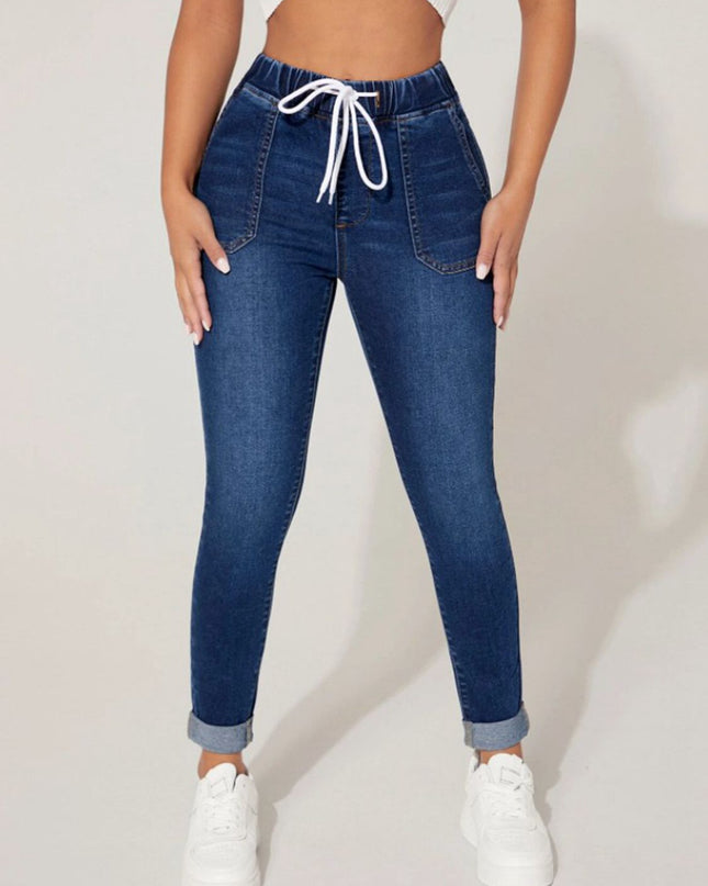 Drawstring Cropped Jeans Medium