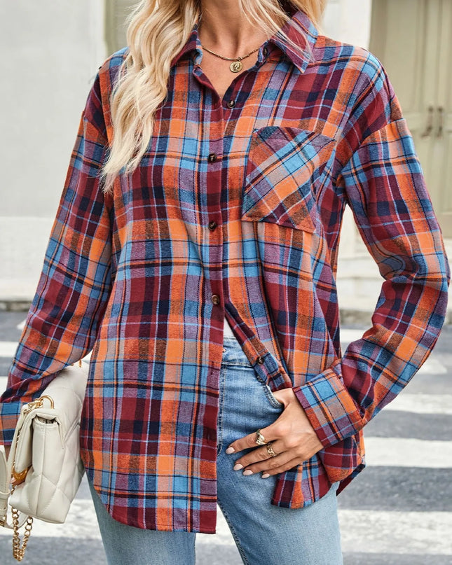 Plaid Button Up Long Sleeve Shirt