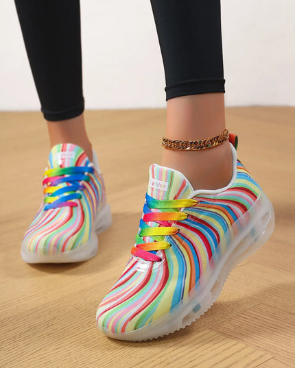 Rainbow Swirl Lace Up Athletic with Transparent Sole 