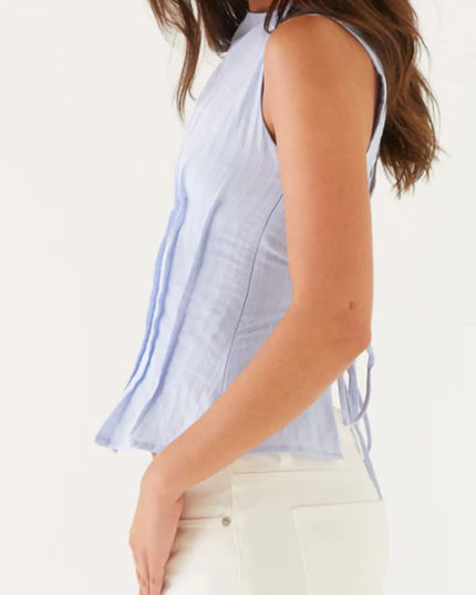 Back Lace Up Sleeveless Top with Cinched Waist Design