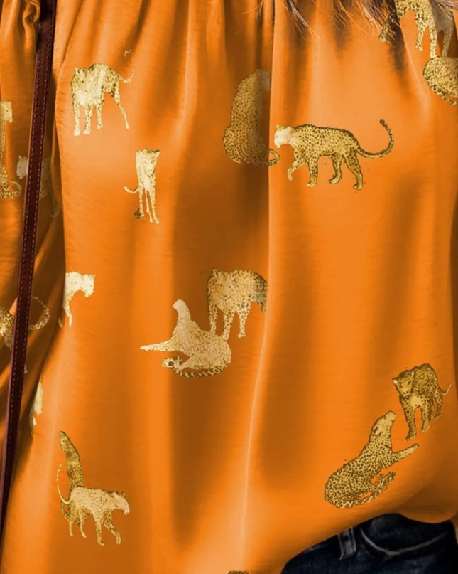 Frill Animal Flounce Sleeve Blouse 