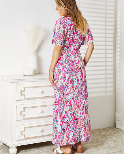 Double Take Multicolored V-Neck Maxi Dress