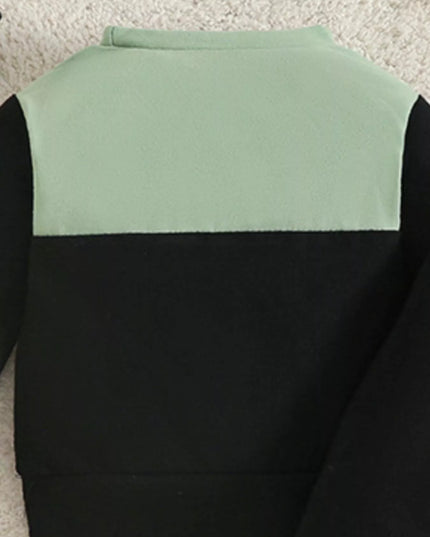 Children's Color Block Pocket Detail Top and Pants Outfit Set