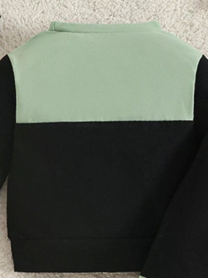 Children's Color Block Pocket Detail Top and Pants Outfit Set