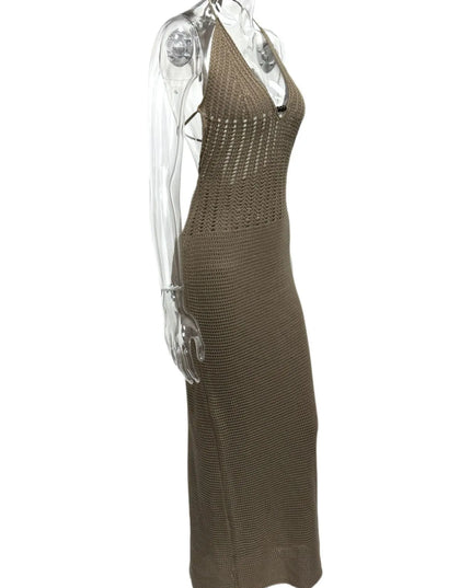 Halter Neck Maxi Bodycon Sweater Dress