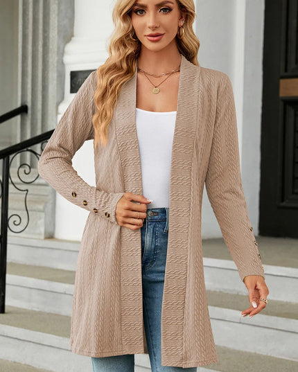 Open Front Long Sleeve Cardigan Camel