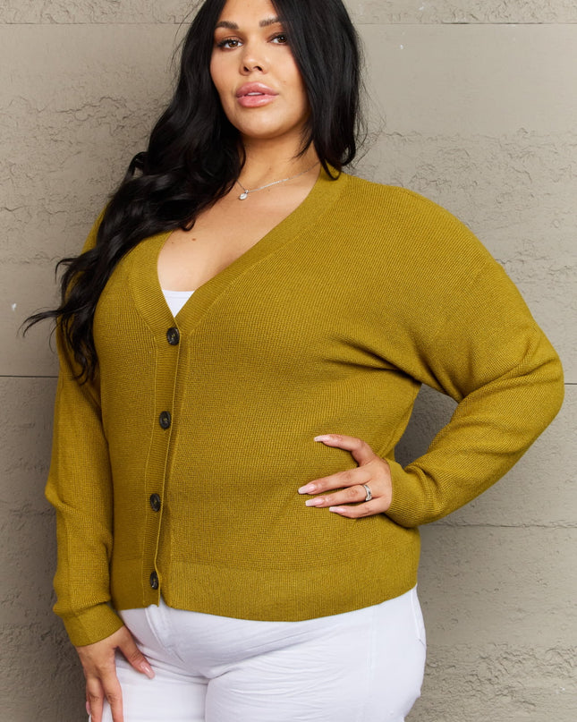 Zenana Kiss Me Tonight Full Size Button Down Cardigan in Chartreuse