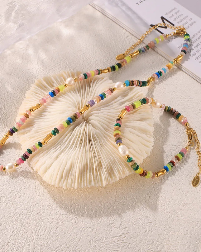 Bohemian Natural Stone Pearl Beaded Jewelry Set 