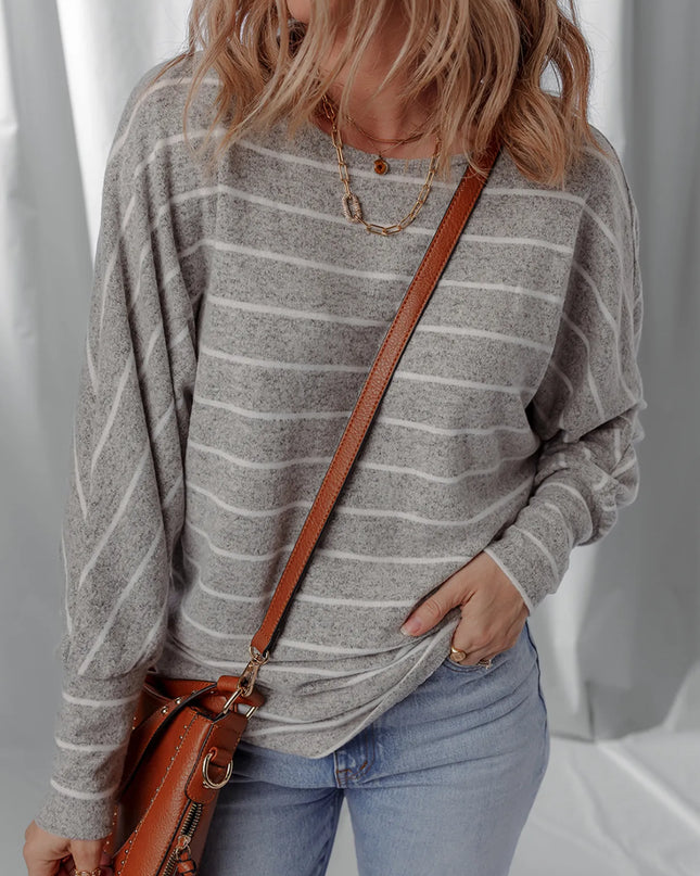 Stripe Dolman Sleeve Drop Shoulder Top