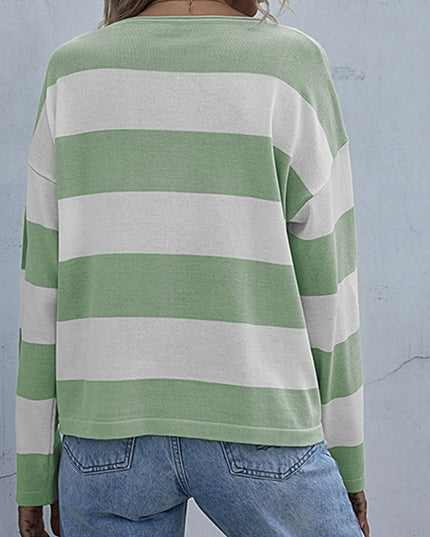 Striped Casual Long Sleeve Knit Top