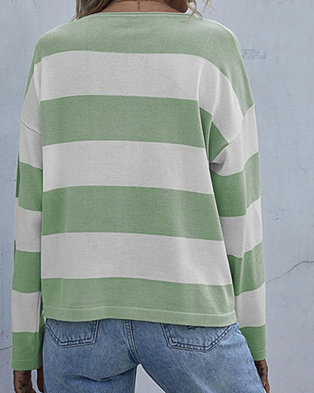 Striped Casual Long Sleeve Knit Top