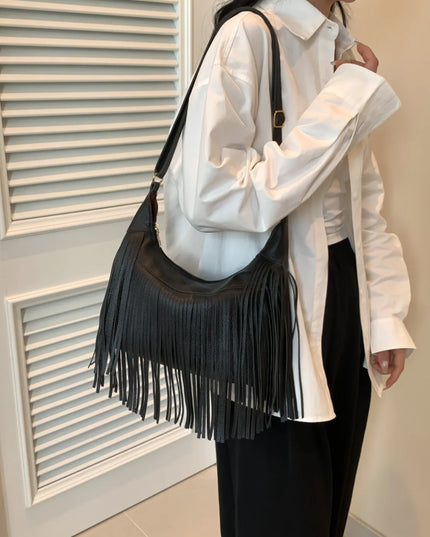 Fringe PU Leather Shoulder Bag 
