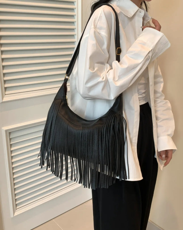 Fringe PU Leather Shoulder Bag 