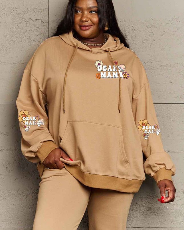 Simply Love Simply Love Full Size DEAR MAMA Flower Graphic Hoodie Mocha