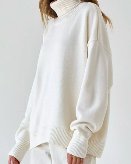 Turtle Neck Dropped Shoulder Sweater