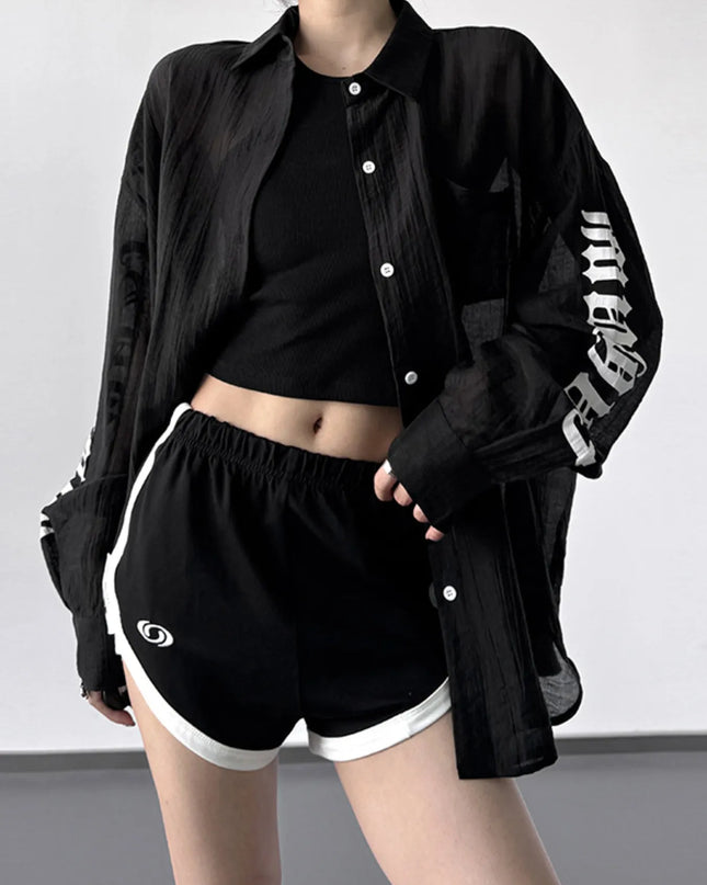 Button-Up Long Sleeve Oversized Shirt 