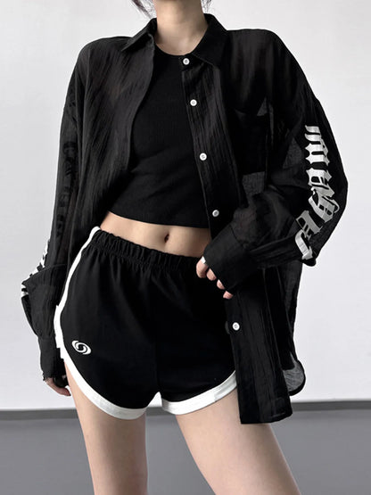 Button-Up Long Sleeve Oversized Shirt 