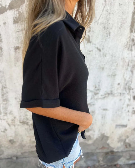 Full Size Collared Neck Half Sleeve Shirt Plus Size 