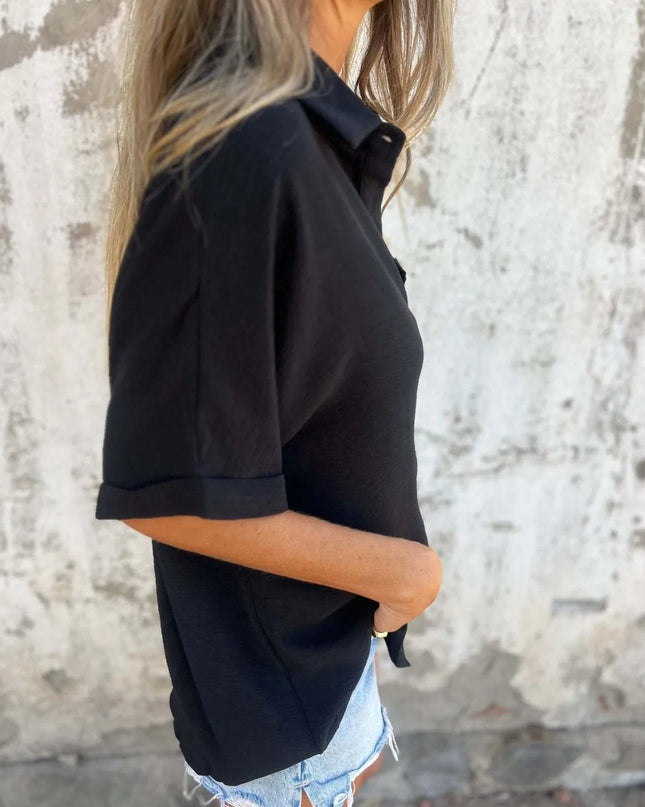 Full Size Collared Neck Half Sleeve Shirt Plus Size 