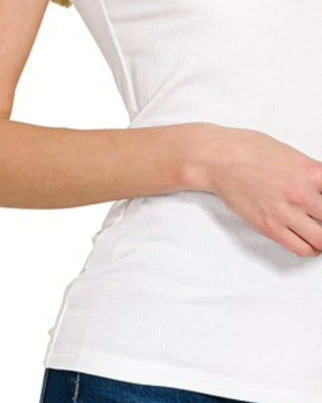 Zenana Ribbed Sleeveless Mock Neck Top