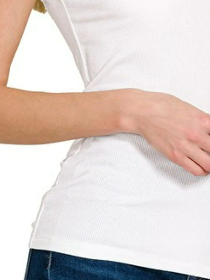 Zenana Ribbed Sleeveless Mock Neck Top